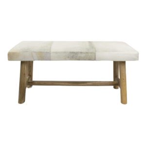 Bench Cowhide  Gray   Leather / fur 95x40x45cm