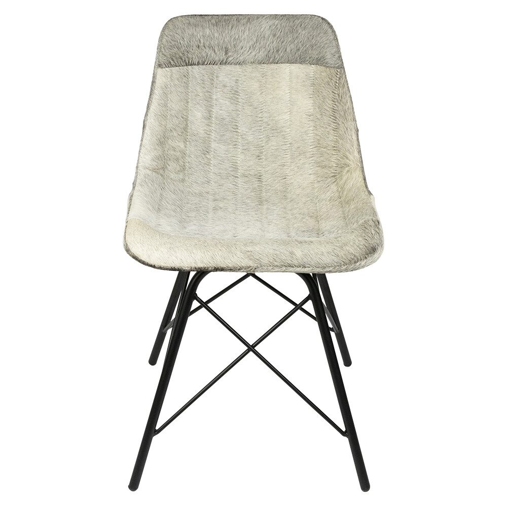 Chair Cowhide  Gray   Leather / fur 50x53x79cm 8716522086256 Mars & More