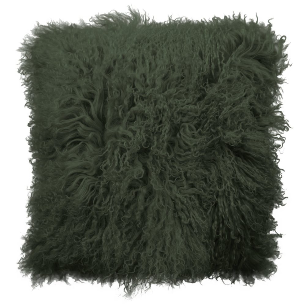Cushion Sheepskin Green   Tibetan ca. 45x45 cm