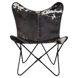 Chair Cowhide  Black   Leather / fur 80x75x90cm
