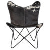 Chair Cowhide  Black   Leather / fur 80x75x90cm 8716522044645 Mars & More