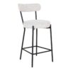 Badalona Counter Chair - Bar Stool, white bouclé with black legs, HN1270