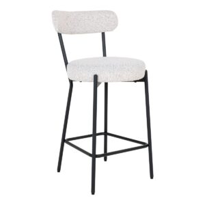 Badalona Counter Chair – Bar Stool, white bouclé with black legs, HN1270