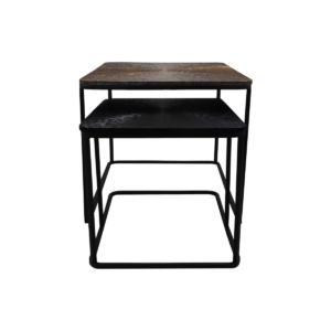 Coffee table Fletcher – 70x50x45/55x40x37 – Gold/black – Aluminum/Iron