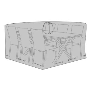 Luxe hoes – Luxe hoes voor tafel met 6 stoelen, 210g/m2 600D polyester PU gecoat, waterafstotend, zwart