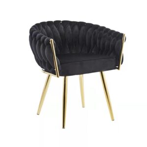 Eva Chair Velvet Black Gold Frame