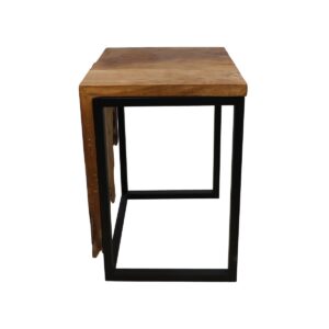 Small flower table – Natural/Black – Teak/Iron
