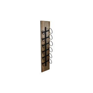 Hanging wine rack 6 bottles – 20x13x100 – Natural/black – Mango wood/metal