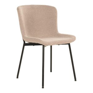 Maceda Dining Chair – Chaise de salle à manger en bouclé, beige avec pieds noirs