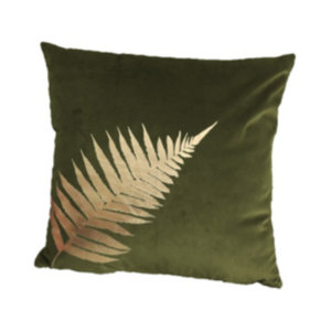 Cushion with print – 45×45 – Olivegreen/Gold – Velvet
