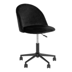 Geneve Office Chair – Sedia da ufficio in velluto, nero con gambe nere, HN1207