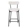 Badalona Chaise de comptoir - Tabouret de bar, bouclé blanc avec pieds noirs, HN1270