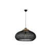 Hanging lamp Rotan - 65x65x40 - Black/Natural - Rotan/teak