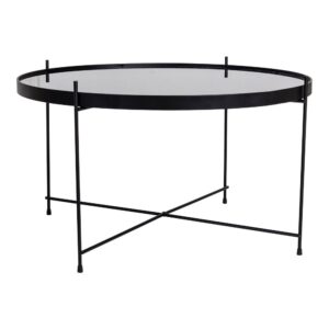 Venezia Coffee Table – Table basse en acier thermolaqué noir avec verre ø70xh40cm