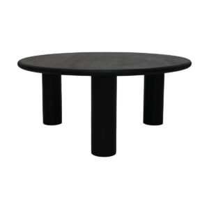 Coffee Table Round pilaar leg – 80x80x35 – Black – MangonWood