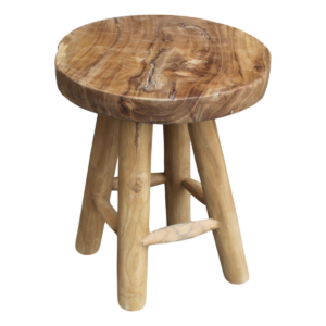 Round stool – natural – teak