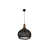 Hanging lamp Rotan - 43x43x46 - Black/Natural - Rotan/teak
