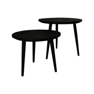 Round Side Tables Verona – 60x60x50/50x50x40 – Black – Mango wood/iron