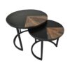 Coffee Table Ronin Set of 2 -  ø60x45/ø45x40 - Natural/Black - Mangohout/metal