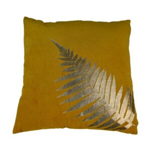 Cushion with print – 45×45 – MustardYellow/Gold – Velvet