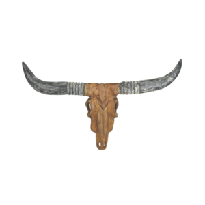 Wall deco buffalo head – natural wax – teak