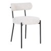 Badalona Dining Chair - Chaise de salle à manger, bouclé blanc avec pieds noirs, HN1270