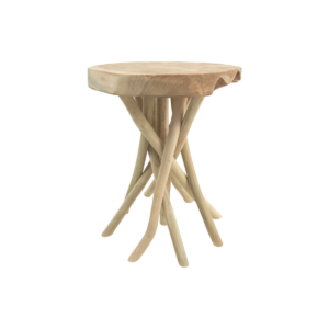 Accent stool Branch – light brown – teak