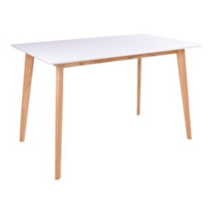 Vojens Dining Table – Dining table in white and natural 120x70xh75 cm