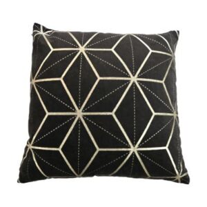 Cushion with print – 45×45 – Black/Gold – Velvet