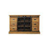 HSM Collection-Dresser Blackburn 2 Door 6 Drawer-140x43x85-Natural/Black-Teak/Metal