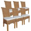 Dining room chairs set rattan chairs Perth 6 pieces brown seat cushions linen white