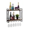 Wine rack wooden home bar bottle rack 60x45x25cm Rio mango wood metal frame