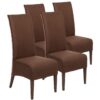 Rattan chairs set dining room chairs Antonio 4 pieces upholstered chairs brown upholstery suede look cogna