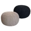 Pouf SET 2 pieces Knitted stool Floor cushion Coarse knit look Ø 55 cm H 37 cm