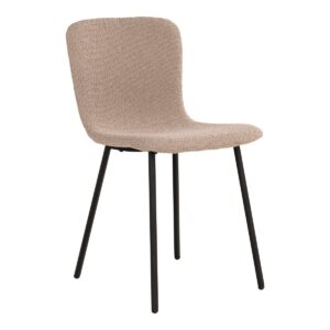 Halden Dining Chair – Sedia da pranzo in bouclé, beige con gambe nere, HN1233 – set di 2