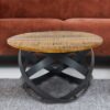 Side table coffee table round living room Orbit metal frame black