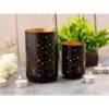 Tealight holder Masterbox 16x set of 2 starry sky candle holders round black gold