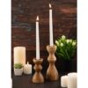 Candlestick Masterbox 18x set of 2 stick candles candle holder H20/13x6cm round mango wood