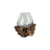 Vase on root wood - ø15x20 -  Natural - TeakWood/Glass