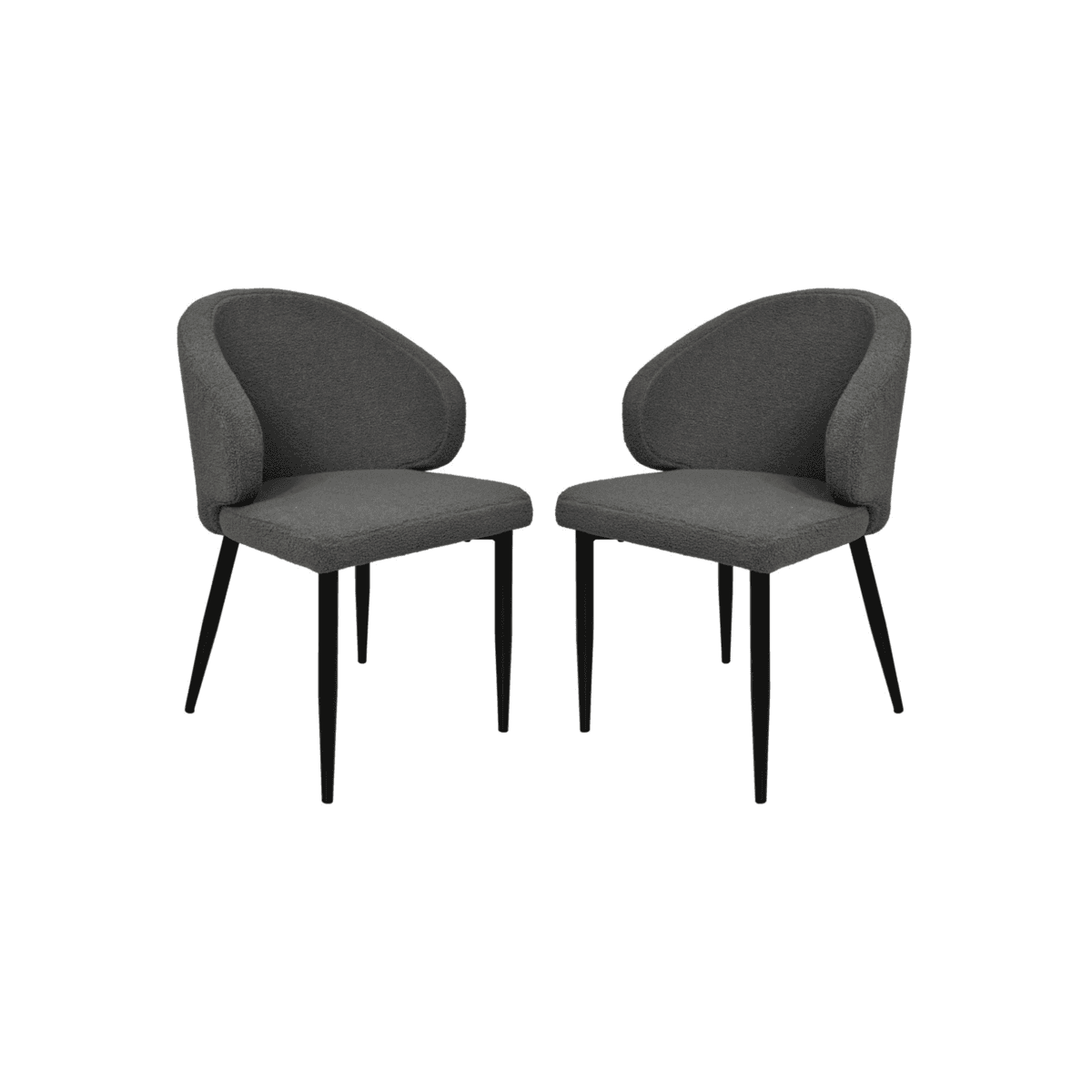 Diningroomchair Yuna - Grey - Teddy/metal - Set of 2
