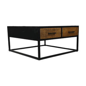 Coffee Table Verona - 80x80x40 - Natural/Black - Mangowood/metal - Black, Mango, Natural, Wit, Wood, Mango, Mangowood, Metal, Wood, Luxury, Mango