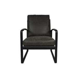 HSM Collection-Armchair Miami-95x65x95-Dark Grey/Black-Leather/Metal - Black, Dark grey, Grey, Red, Wit, Soft, Leather, Metal, Velvet