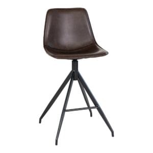 Monaco Counter Chair - Brown - set of 2 - Black, Brown, Wit, Leather, Steel