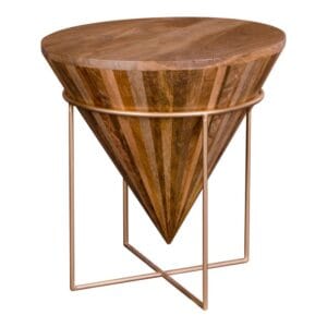 Hapur Coffee Table - Brown, Gold, Mango, Natural, Wood, Natural, Gold, Mango, Steel, Wood