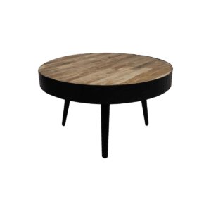 HSM Collection-Round Side Table Bari-ø63x40-Natural/Black-Mango/Metal - Black, Iron, Natural, Red, Wit, Iron, Mango, Metal, Wood, Living