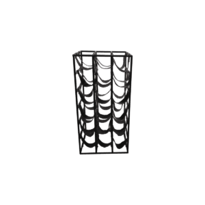 Wine rack 18 bottles – 33x33x64 – black – metal / leather