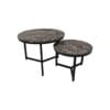 Round Coffee Table Set of 2 - ø60x45/ø45x34 - brown/Black - Marble