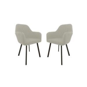 Diningroomchair Demi - Creme/Black - Teddy/metal - Set of 2 - Black, Red, Wit, Soft, Metal