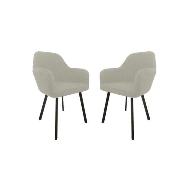 Diningroomchair Demi - Creme/Black - Teddy/metal - Set of 2