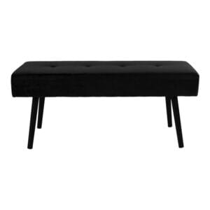 Skiby Bench - Black, Velvet, 100x35x44cm - Black, Fur, Wit, Metal, Steel, Velvet